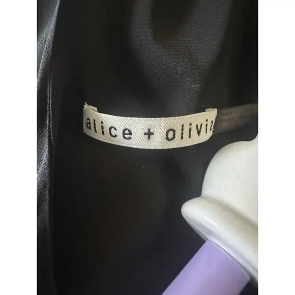 Alice + Olivia Fierra Y-back 100% Silk Racerback Slip Mini Dress Black Large - Picture 11 of 16